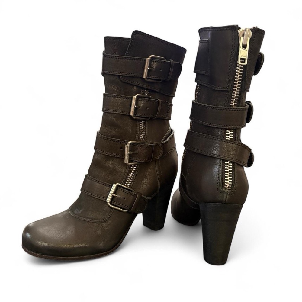 Chloé Women's Keira Black Leather Moto Boots 39.5 US 9.5 Cyberpunk Grunge 90s